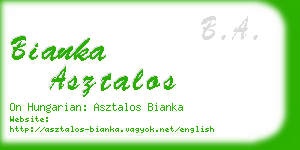 bianka asztalos business card